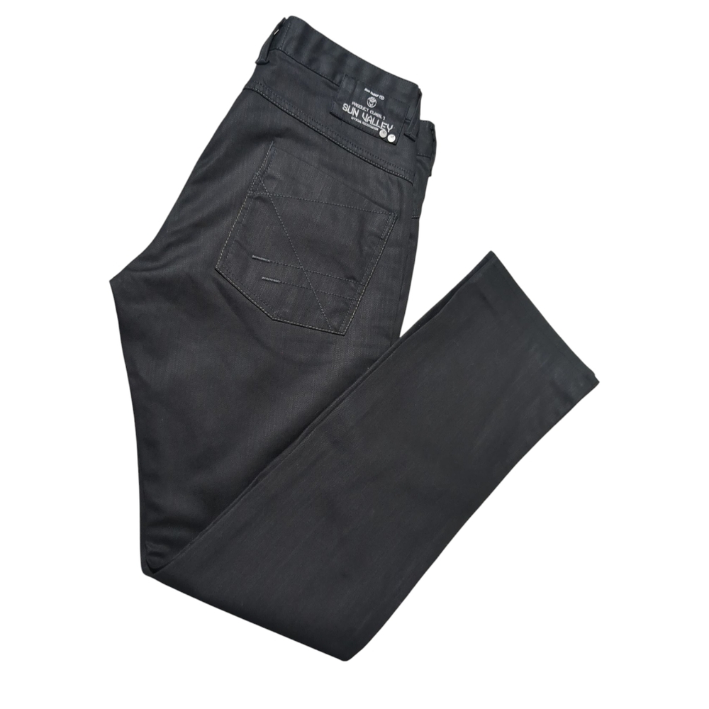 SUN Valley Men's Wax Black Straight-Leg Jeans with Classic Design Size